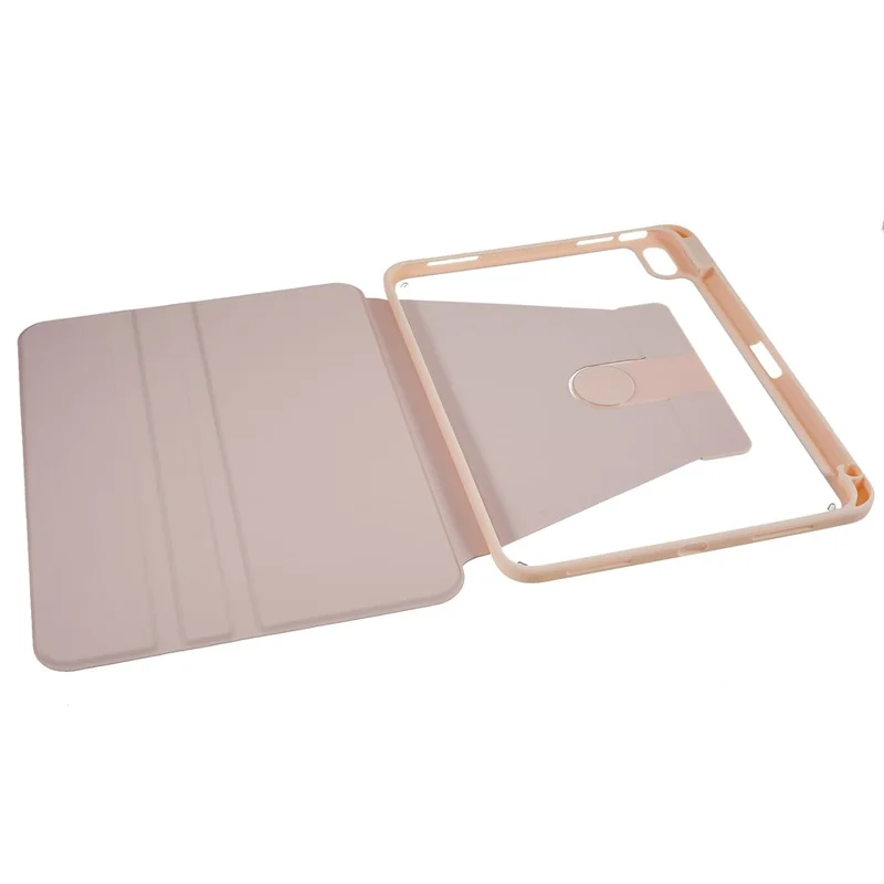 MUTURAL for iPad (2025) / 10.9 (2022) PU Leather Stand Tablet Case Clear Transparent Back Shockproof Protective Cover with Pen Holder - Pink