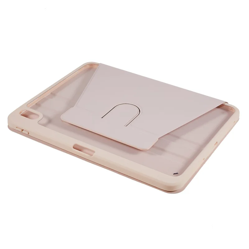 MUTURAL for iPad (2025) / 10.9 (2022) PU Leather Stand Tablet Case Clear Transparent Back Shockproof Protective Cover with Pen Holder - Pink