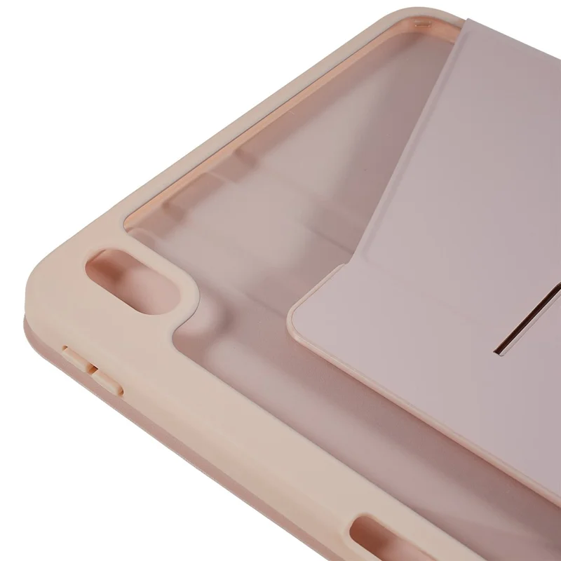 MUTURAL for iPad (2025) / 10.9 (2022) PU Leather Stand Tablet Case Clear Transparent Back Shockproof Protective Cover with Pen Holder - Pink