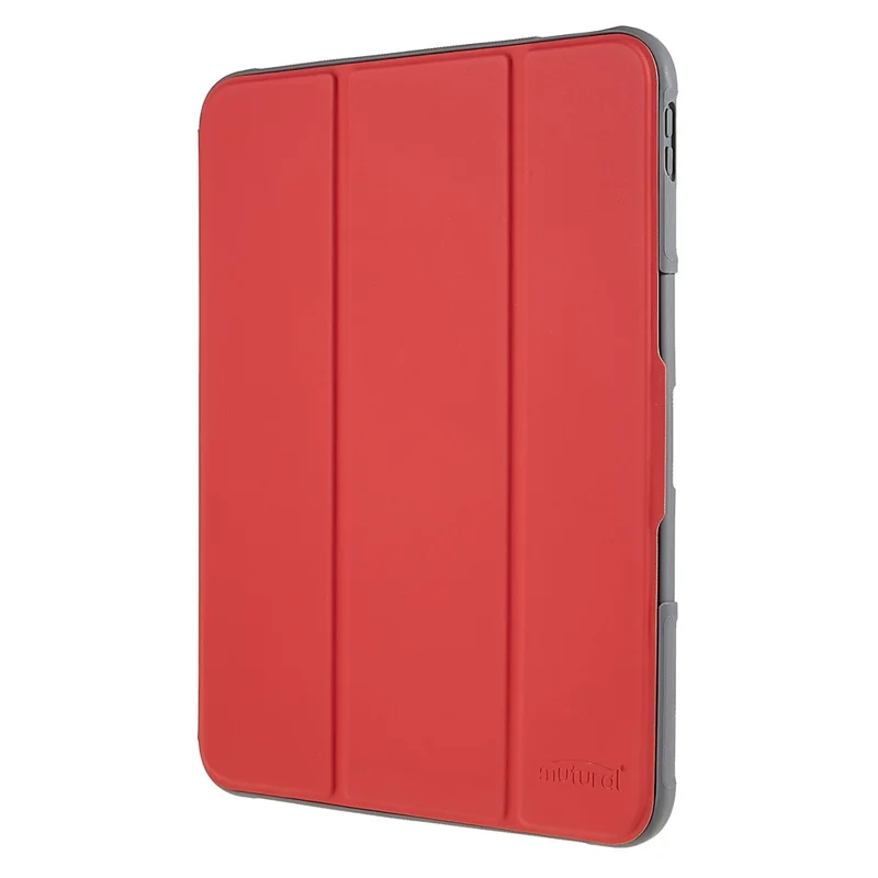 MUTURAL Hard PC TPU Leather Case for iPad (2025) / 10.9 (2022) Shockproof Cover Tablet Case with Tri-Fold Stand - Red