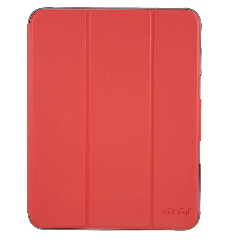 MUTURAL Hard PC TPU Leather Case for iPad (2025) / 10.9 (2022) Shockproof Cover Tablet Case with Tri-Fold Stand - Red
