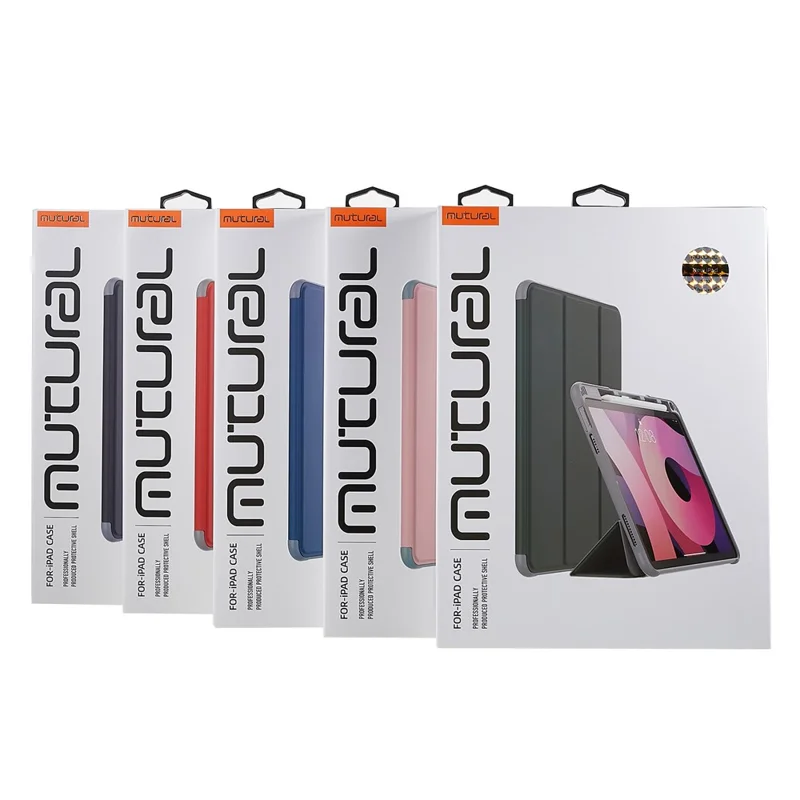 MUTURAL Hard PC TPU Leather Case for iPad (2025) / 10.9 (2022) Shockproof Cover Tablet Case with Tri-Fold Stand - Red