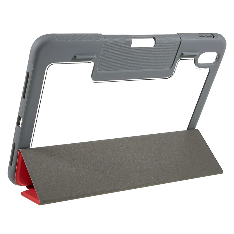 MUTURAL Hard PC TPU Leather Case for iPad (2025) / 10.9 (2022) Shockproof Cover Tablet Case with Tri-Fold Stand - Red