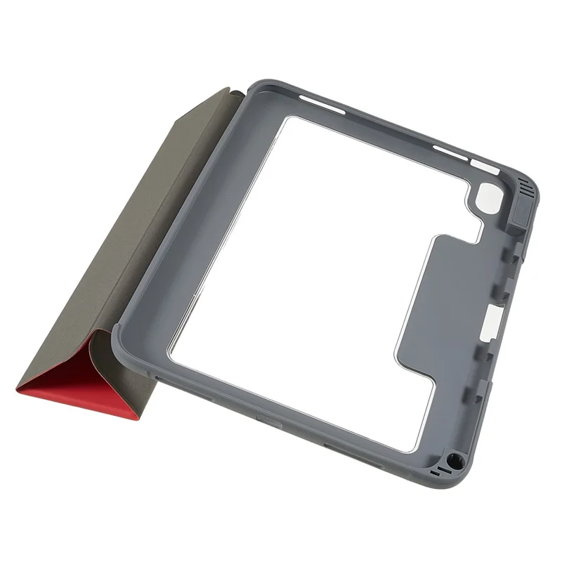 MUTURAL Hard PC TPU Leather Case for iPad (2025) / 10.9 (2022) Shockproof Cover Tablet Case with Tri-Fold Stand - Red