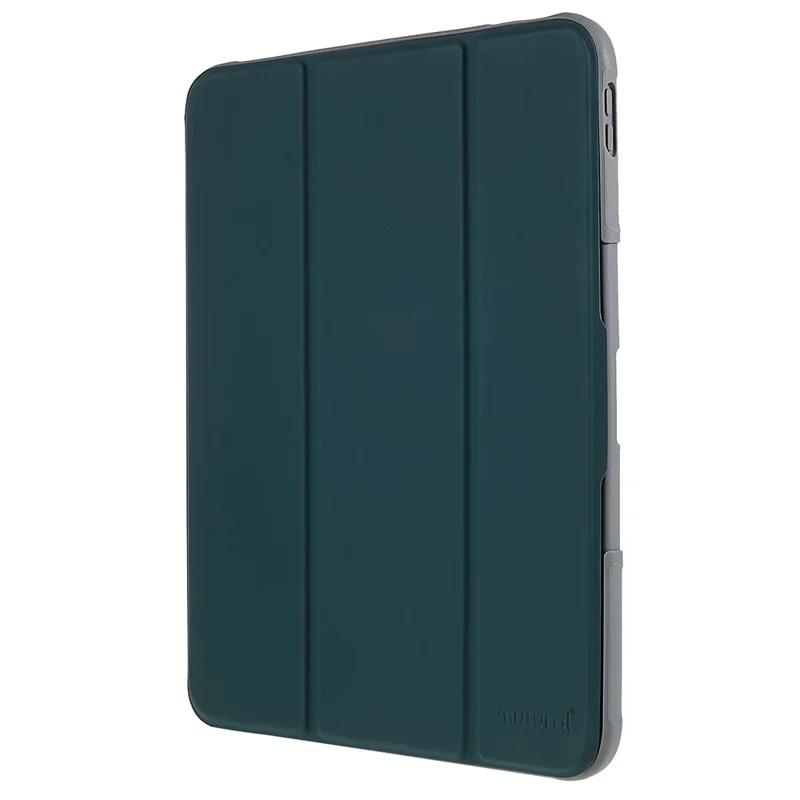 MUTURAL Hard PC TPU Leather Case for iPad (2025) / 10.9 (2022) Shockproof Cover Tablet Case with Tri-Fold Stand - Blackish Green
