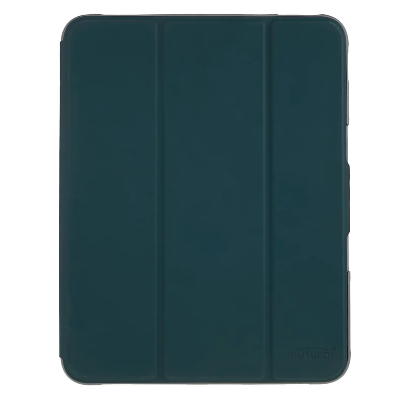 MUTURAL Hard PC TPU Leather Case for iPad (2025) / 10.9 (2022) Shockproof Cover Tablet Case with Tri-Fold Stand - Blackish Green
