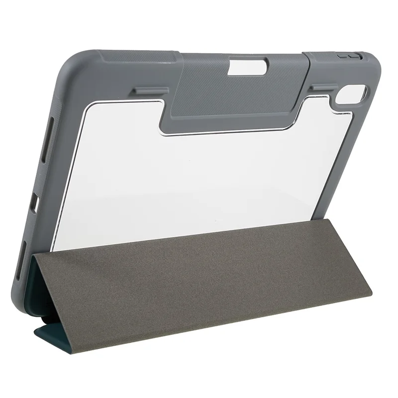 MUTURAL Hard PC TPU Leather Case for iPad (2025) / 10.9 (2022) Shockproof Cover Tablet Case with Tri-Fold Stand - Blackish Green