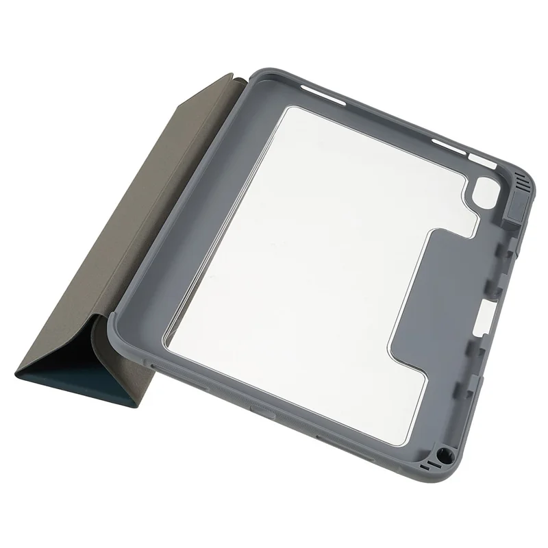 MUTURAL Hard PC TPU Leather Case for iPad (2025) / 10.9 (2022) Shockproof Cover Tablet Case with Tri-Fold Stand - Blackish Green