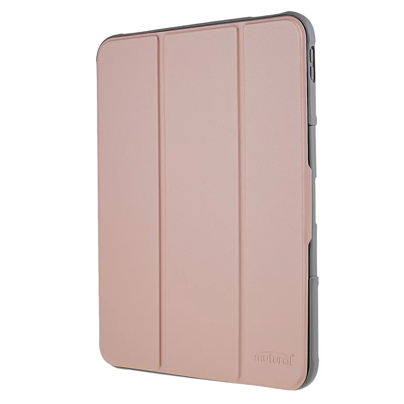 MUTURAL Hart-PC-TPU-Lederhülle für iPad (2025) / 10,9 (2022) stoßfest Schutzhülle kratzfest Tablet-Hülle mit Dreifach-Faltschutz – Roségold