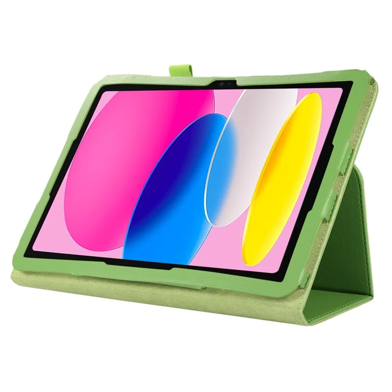 Litchi Texture PU Leather Case for iPad (2025) / 10.9 (2022) Stand Auto Wake / Sleep Protective Tablet Cover - Green