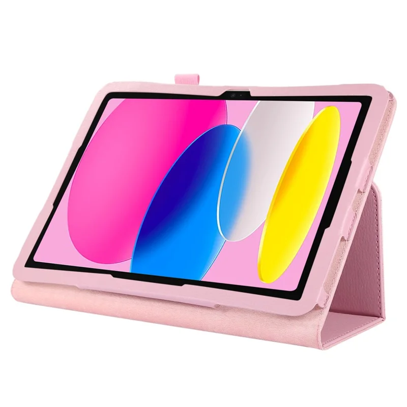 Litchi Texture PU Leather Case for iPad (2025) / 10.9 (2022) Stand Auto Wake / Sleep Protective Tablet Cover - Pink