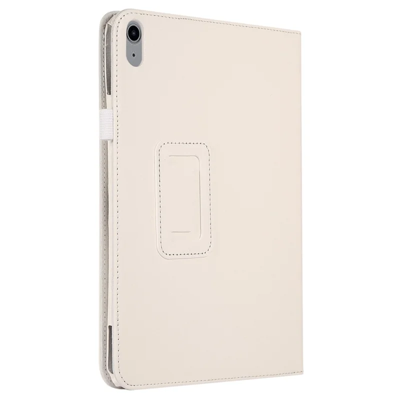 Litchi Texture PU Leather Case for iPad (2025) / 10.9 (2022) Stand Auto Wake / Sleep Protective Tablet Cover - White