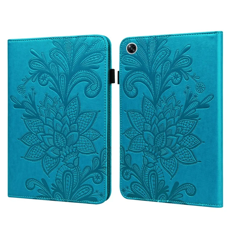 Für Oppo Pad Air Flower Spruding Tablet Protective Case PU Leder Schockdicht Verstellbarer Ständer Brieftasche Mit Gummiband - Blau