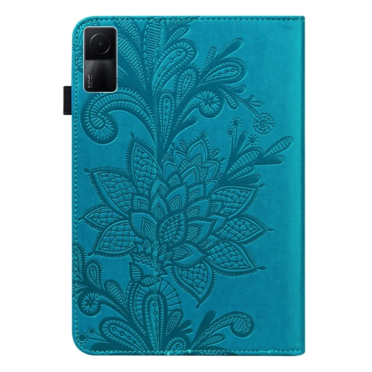 Couvrette de Comprimés à Fleur Pour le Coussin Xiaomi Redmi, Portefeuille de Support PU Cuir pu + Étui de Protection TPU Intérieur - Bleu