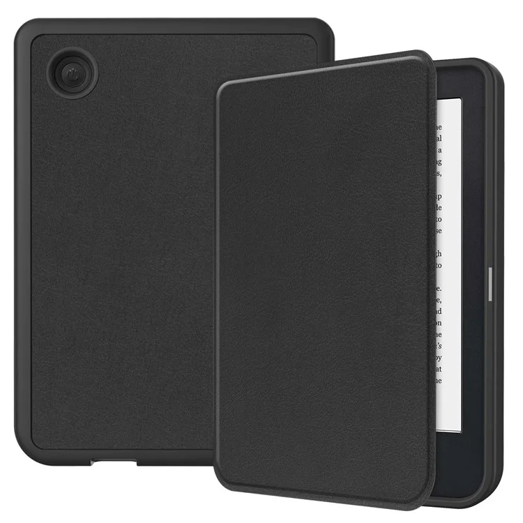 For Kobo Clara 2E PU Leather Smart Wake / Sleep Cover Book Style E-reader Protective Sleeve Case - Black