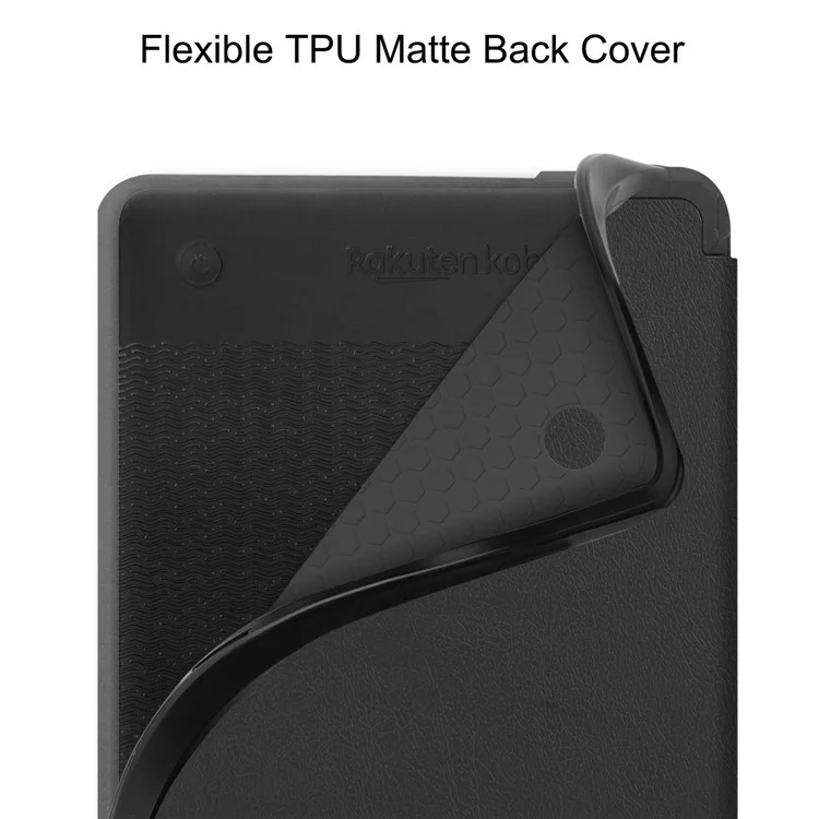 For Kobo Clara 2E PU Leather Smart Wake / Sleep Cover Book Style E-reader Protective Sleeve Case - Black