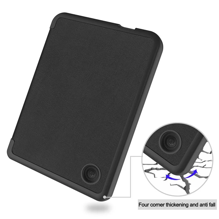 For Kobo Clara 2E PU Leather Smart Wake / Sleep Cover Book Style E-reader Protective Sleeve Case - Black
