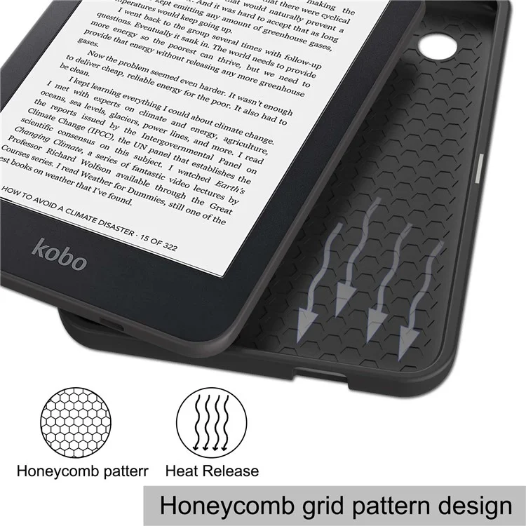 For Kobo Clara 2E PU Leather Smart Wake / Sleep Cover Book Style E-reader Protective Sleeve Case - Black
