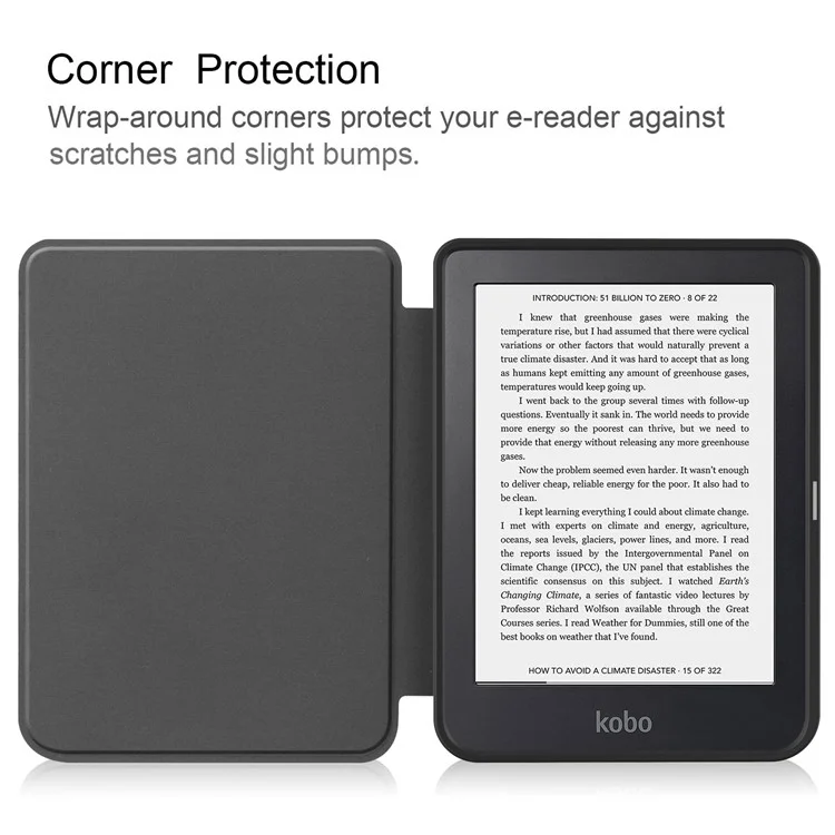 For Kobo Clara 2E PU Leather Smart Wake / Sleep Cover Book Style E-reader Protective Sleeve Case - Blackish Green