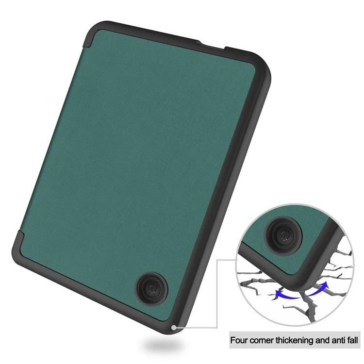 For Kobo Clara 2E PU Leather Smart Wake / Sleep Cover Book Style E-reader Protective Sleeve Case - Blackish Green