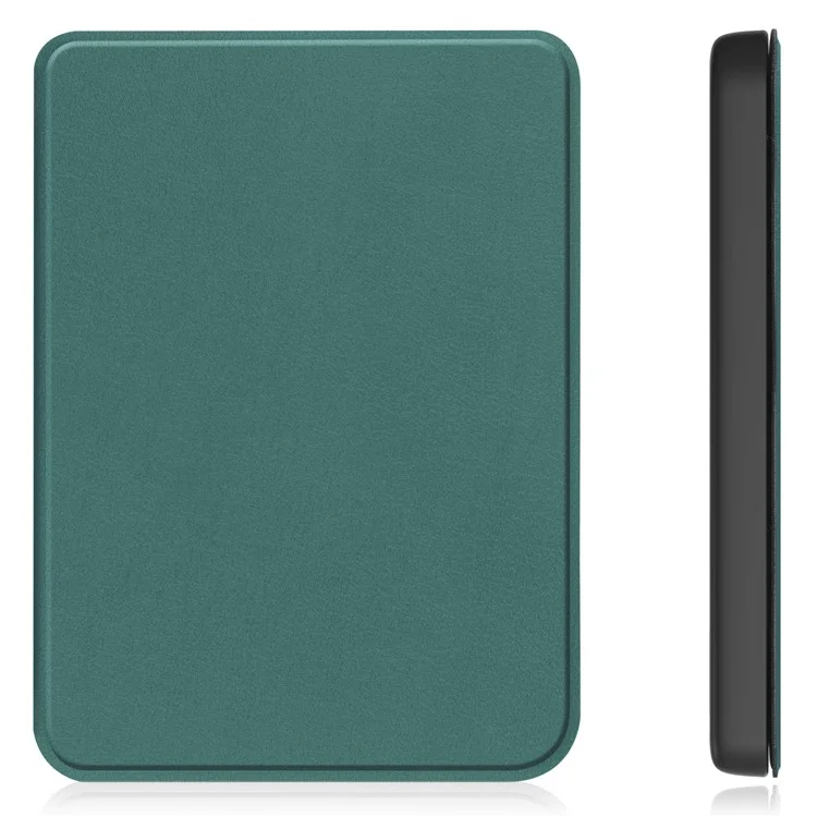 For Kobo Clara 2E PU Leather Smart Wake / Sleep Cover Book Style E-reader Protective Sleeve Case - Blackish Green