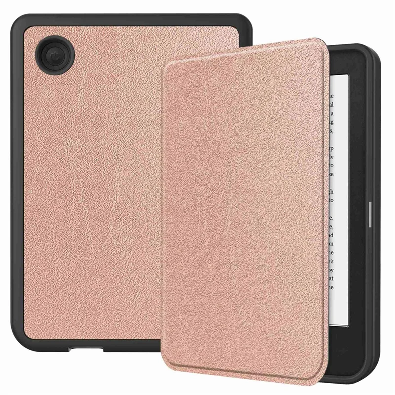 For Kobo Clara 2E PU Leather Smart Wake / Sleep Cover Book Style E-reader Protective Sleeve Case - Rose Gold