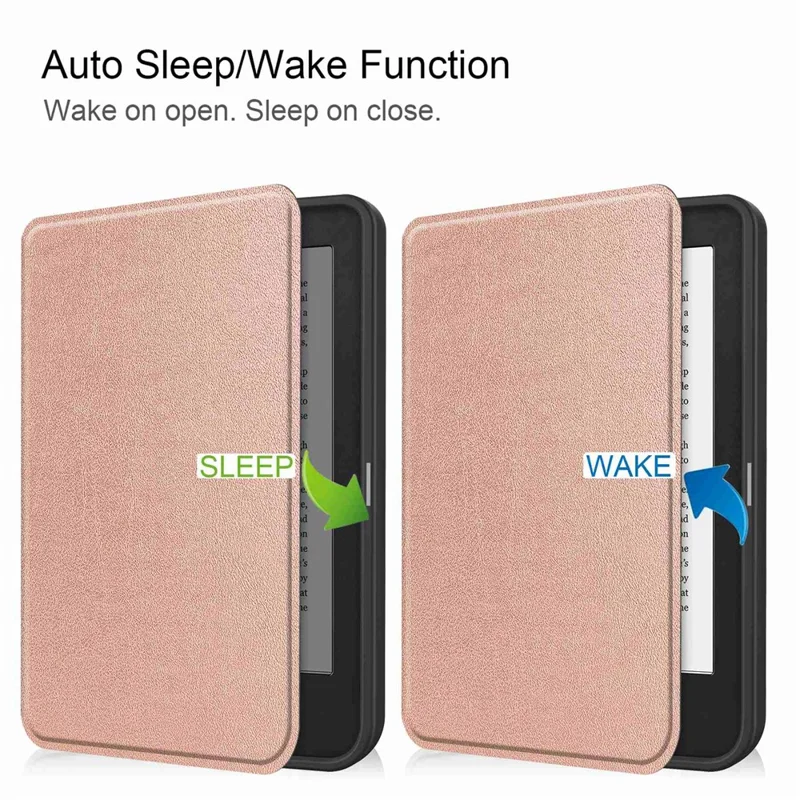 For Kobo Clara 2E PU Leather Smart Wake / Sleep Cover Book Style E-reader Protective Sleeve Case - Rose Gold