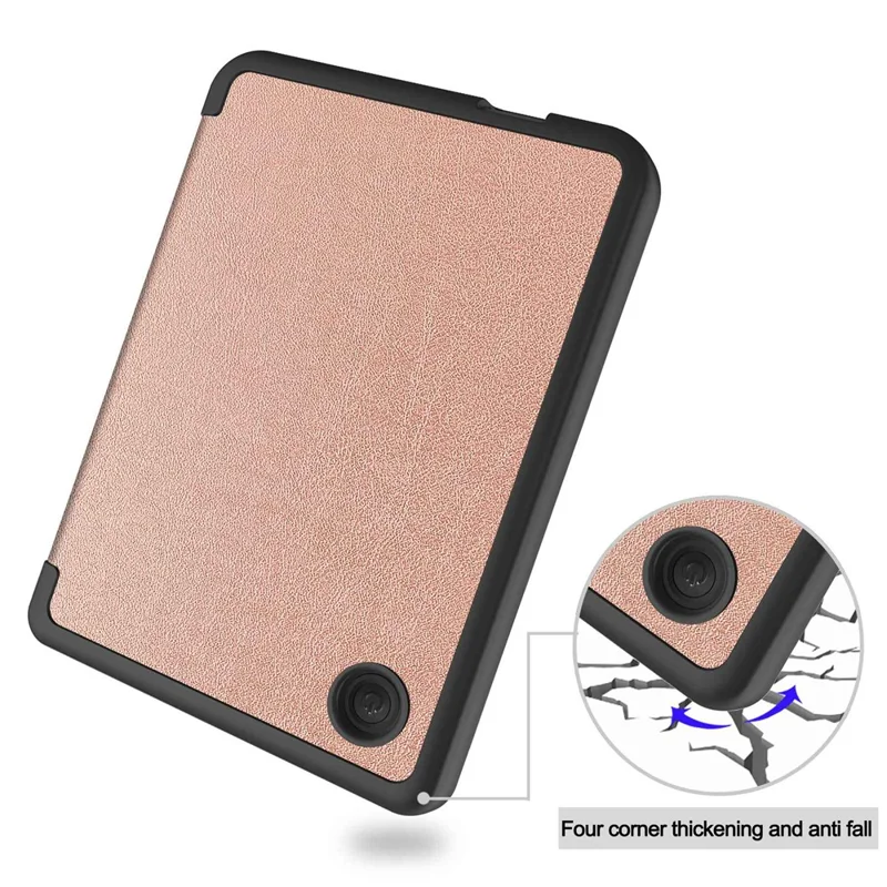 For Kobo Clara 2E PU Leather Smart Wake / Sleep Cover Book Style E-reader Protective Sleeve Case - Rose Gold