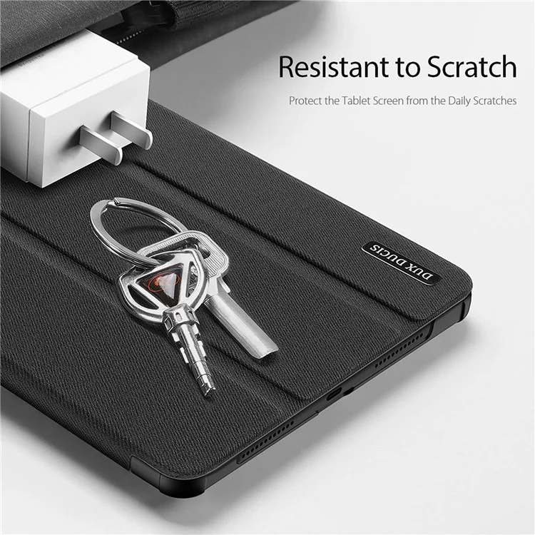 DUX DUCIS Domo Series For Xiaomi Redmi Pad Tri-fold Stand PU Leather Tablet Case Auto Wake / Sleep Full Protection Cover - Black