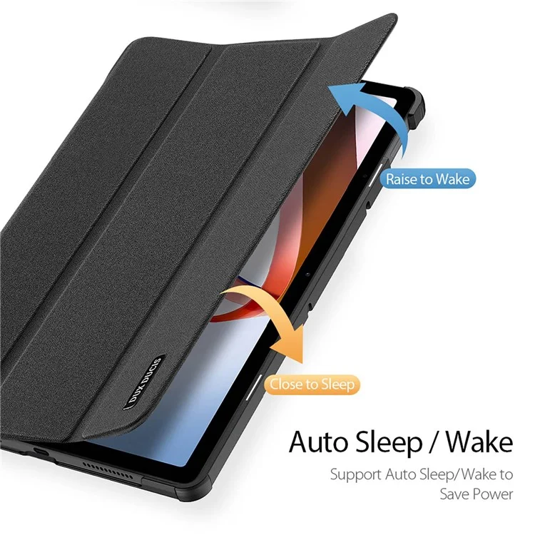 DUX DUCIS Domo Series For Xiaomi Redmi Pad Tri-fold Stand PU Leather Tablet Case Auto Wake / Sleep Full Protection Cover - Black