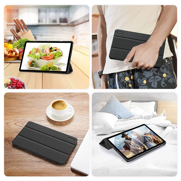 DUX DUCIS Domo Series For Xiaomi Redmi Pad Tri-fold Stand PU Leather Tablet Case Auto Wake / Sleep Full Protection Cover - Black