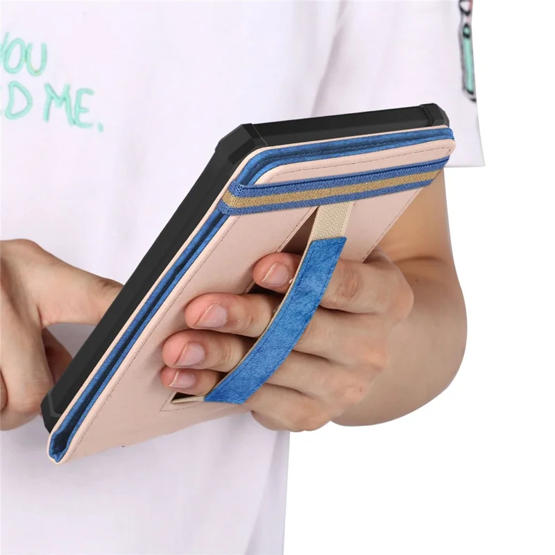 Étui réglable en similicuir avec couture + TPU pour Amazon Kindle 6" (2022), couleur unie, avec dragon intérieur, - Bleu