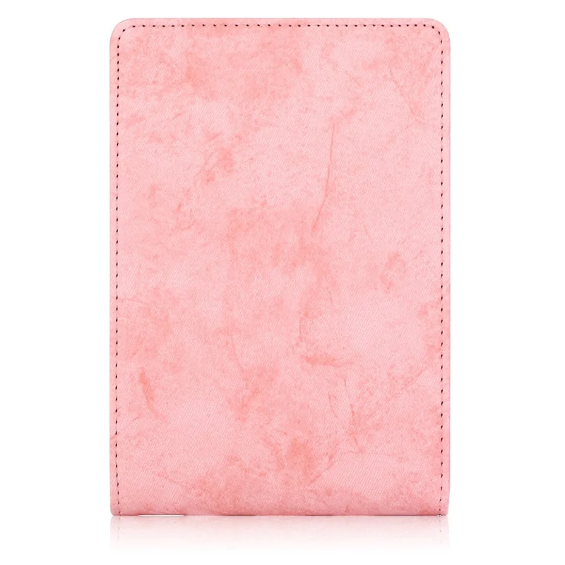 Verstellbarer Standfuß mit Nähte-Optik aus PU-Leder + TPU-Hülle in Uni-Design für Amazon Kindle 6" (2022), E-Reader-Schutzhülle mit integriertem Handgurt – Pink