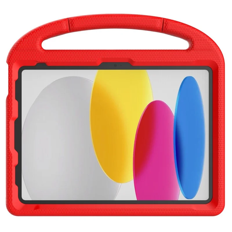 For iPad (2025) / 10.9 (2022) Soccer Pattern EVA Tablet Case Kid Friendly Kickstand Handle Protective Cover - Red