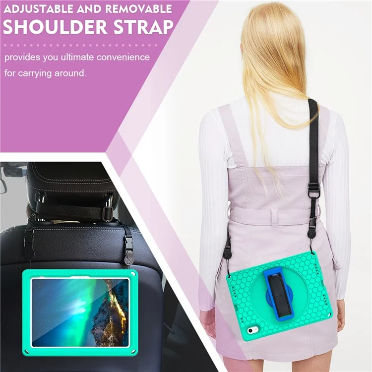 Pour Ipad 10.9 (2022) Eva + pc Tableau D'amortisseur Tablet Strap Rotary Rotary Texture Texture Healdomb - Vert / Bleu