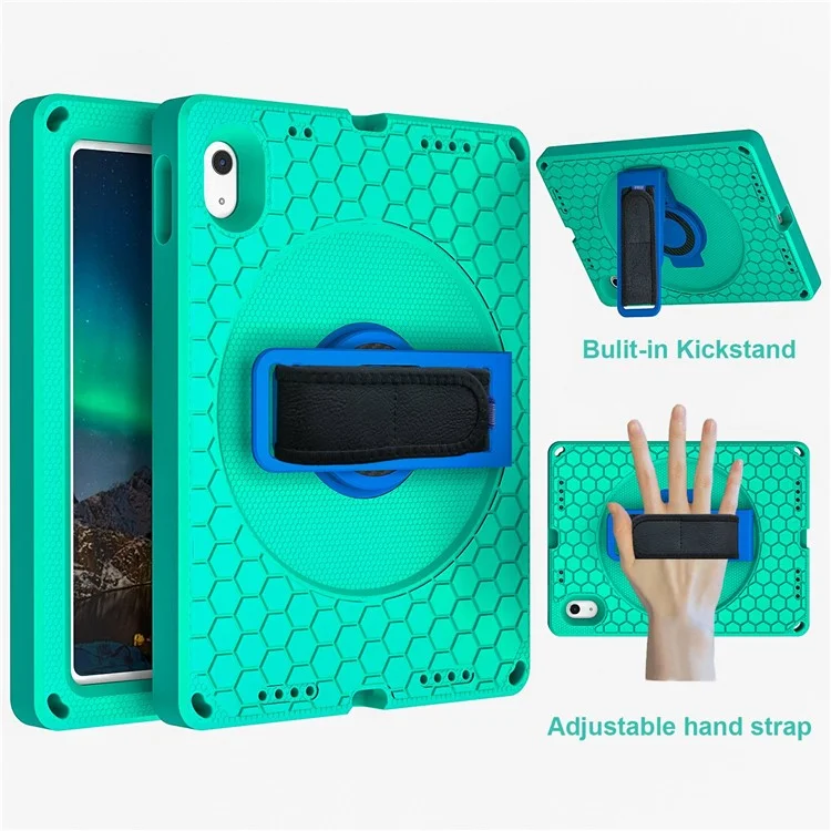 Pour Ipad 10.9 (2022) Eva + pc Tableau D'amortisseur Tablet Strap Rotary Rotary Texture Texture Healdomb - Vert / Bleu