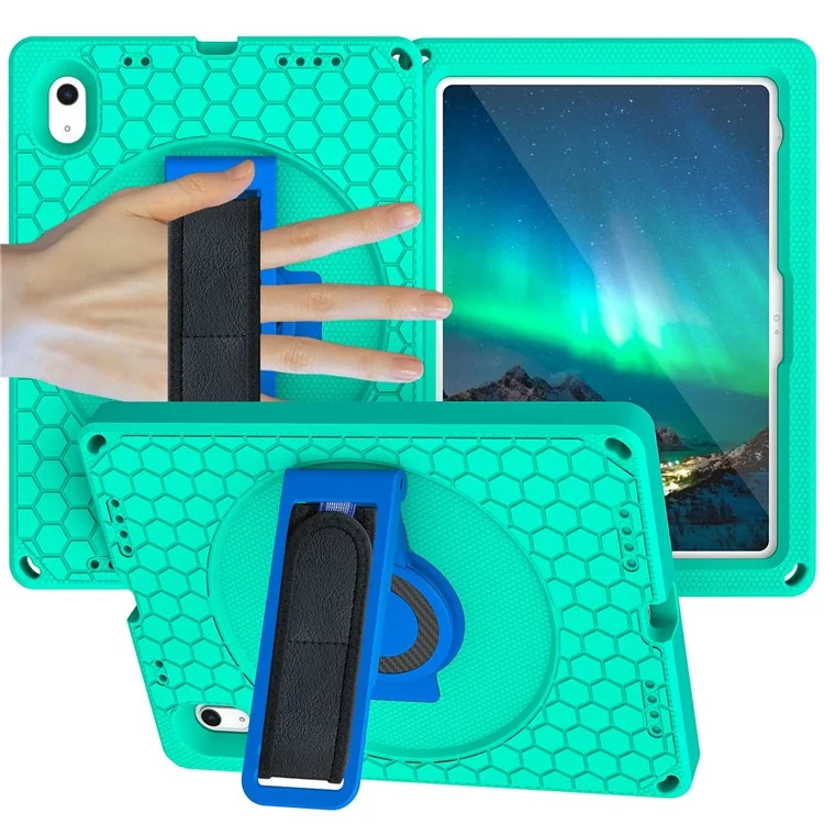 Pour Ipad 10.9 (2022) Eva + pc Tableau D'amortisseur Tablet Strap Rotary Rotary Texture Texture Healdomb - Vert / Bleu