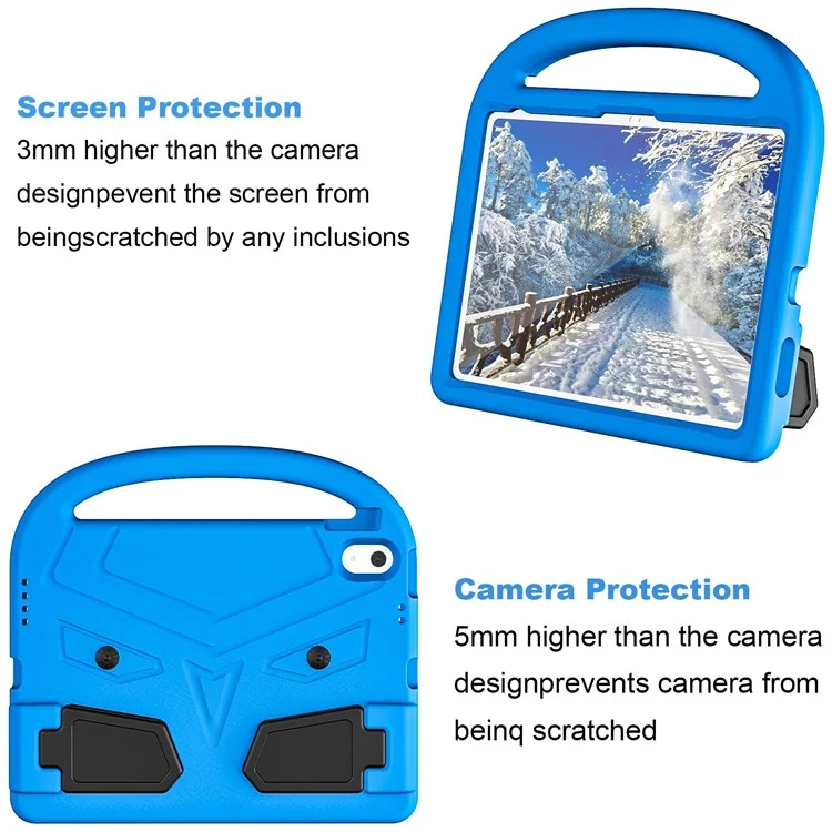 Para iPad 10.9 (2022) Sparrow Style EVA Case Foldable Kickstand Drop-proof Tablet Protective Cover with Portable Handle - Blue