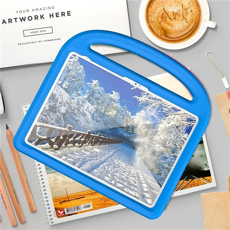 Para iPad 10.9 (2022) Sparrow Style EVA Case Foldable Kickstand Drop-proof Tablet Protective Cover with Portable Handle - Blue