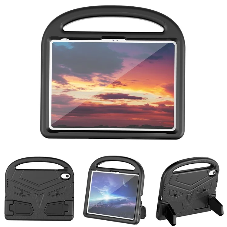For iPad (2025) / 10.9 (2022) Sparrow Style EVA Case Foldable Kickstand Drop-Proof Tablet Protective Cover with Portable Handle - Black