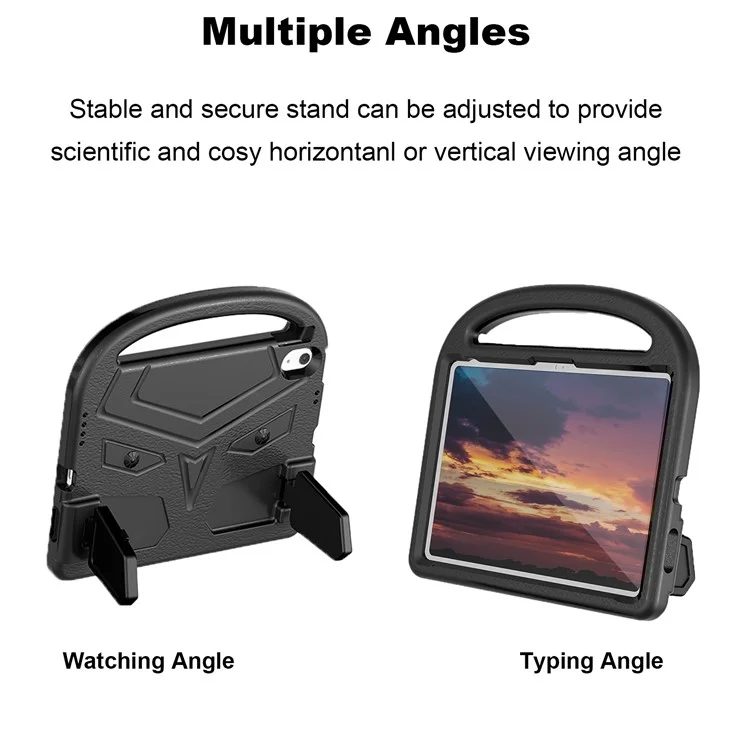 For iPad (2025) / 10.9 (2022) Sparrow Style EVA Case Foldable Kickstand Drop-Proof Tablet Protective Cover with Portable Handle - Black