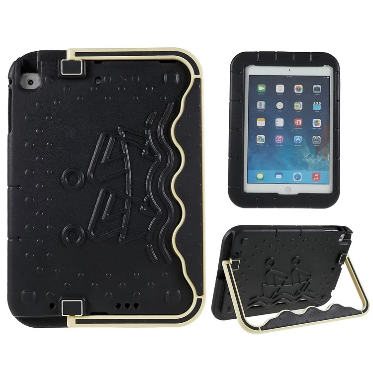 Para Ipad Air (2013) / Air 2 / Ipad 9.7 Pulgadas (2017) /(2018) Estilo de Bote de Remo EVA + ABS Case de Cable Ajustable Tableta de Patada Cubierta Protectora - Negro