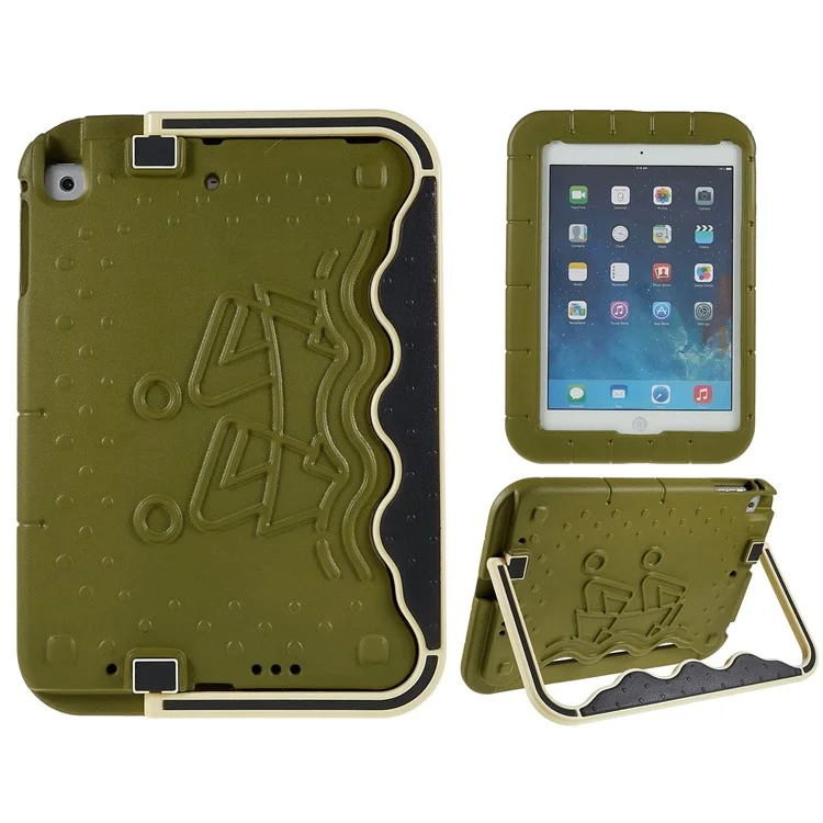 Per Ipad Air (2013) / Air 2 / Ipad da 9,7 Pollici (2017) /(2018) Paddling Boat Style Eva + ABS Shock Aound Case Regolable Tablet Relective Cover di Protezione - Army Green