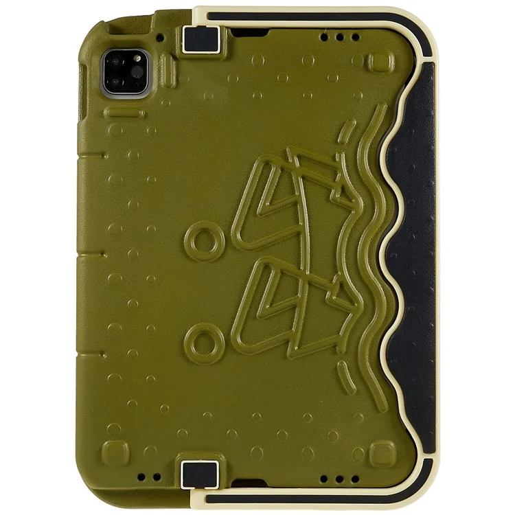 For iPad Pro 11 (2022) / (2021) / (2020) / (2018) / iPad Air (2022) / (2020) Paddling Boat Style Tablet Case Kickstand Drop-proof EVA + ABS Hybrid Cover - Army Green
