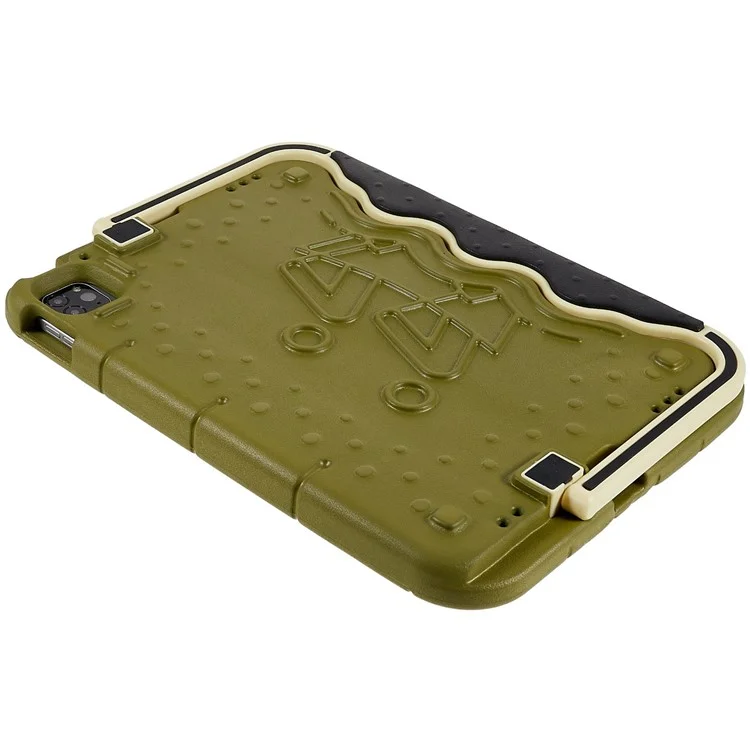 For iPad Pro 11 (2022) / (2021) / (2020) / (2018) / iPad Air (2022) / (2020) Paddling Boat Style Tablet Case Kickstand Drop-proof EVA + ABS Hybrid Cover - Army Green