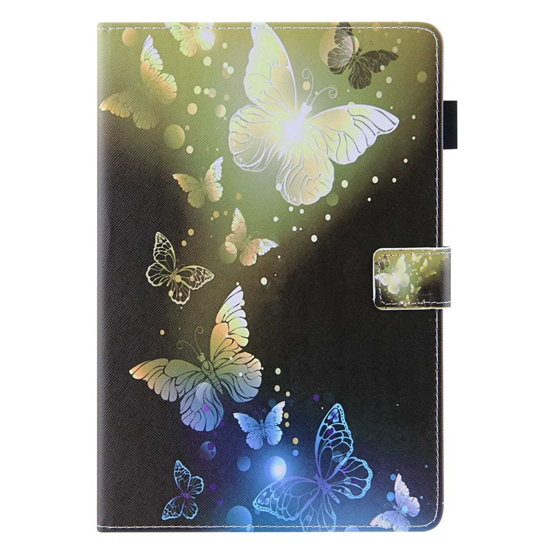For iPad (2025) / 10.9 (2022) PU Leather Tablet Case Pattern Printing Stand Cover with Card Holder - Gold Butterfly