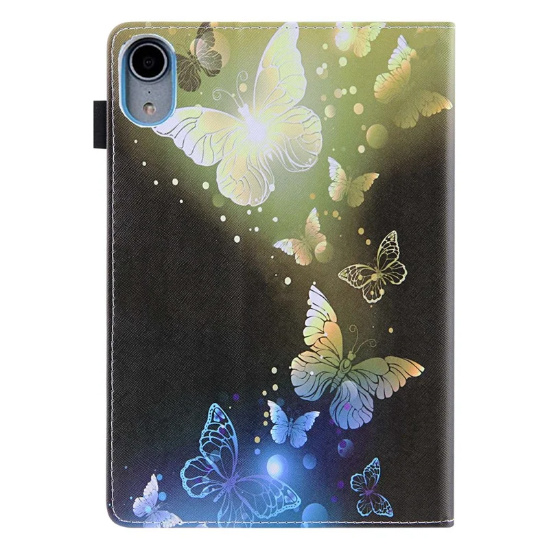 For iPad (2025) / 10.9 (2022) PU Leather Tablet Case Pattern Printing Stand Cover with Card Holder - Gold Butterfly