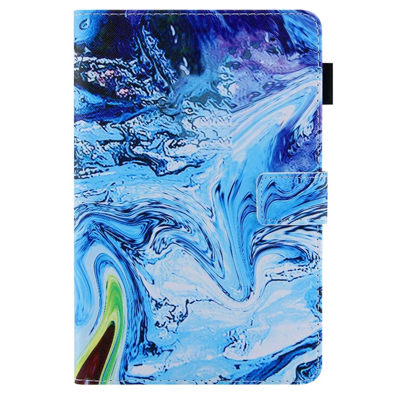 For iPad (2025) / 10.9 (2022) PU Leather Tablet Case Cross Texture Pattern Printing Card Holder Stand - Blue Wave