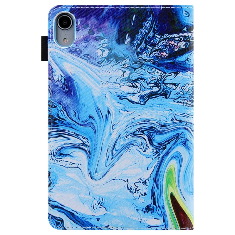 For iPad (2025) / 10.9 (2022) PU Leather Tablet Case Cross Texture Pattern Printing Card Holder Stand - Blue Wave