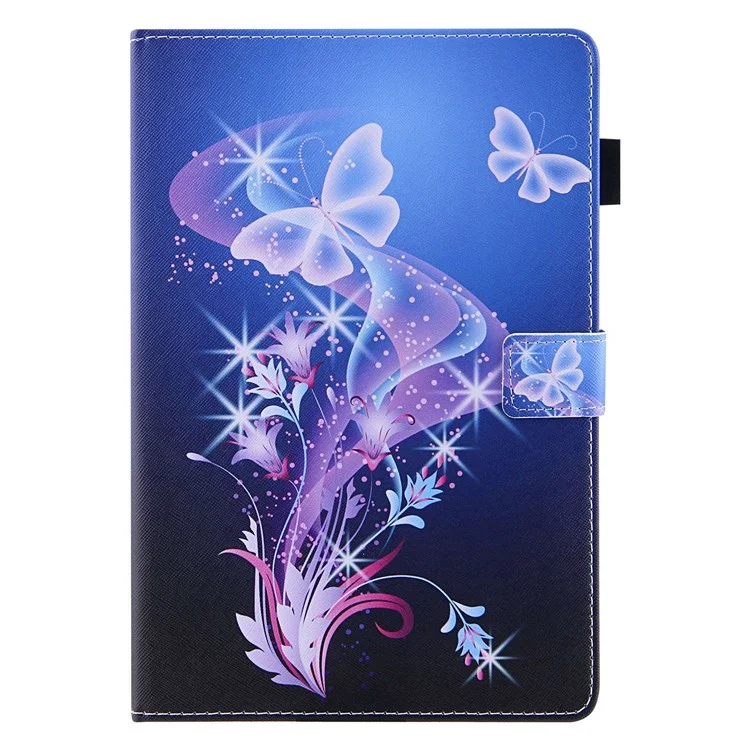 Для Ipad 10.9 (2022) / Ipad 10th Gen Printing Printing Stand Case Cross Cross Texture PU - Сверкающая Бабочка